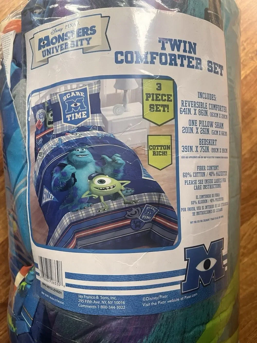 Disney Pixar Monster University 3 Piece Comforter Set Sham Bed Skirt NEW